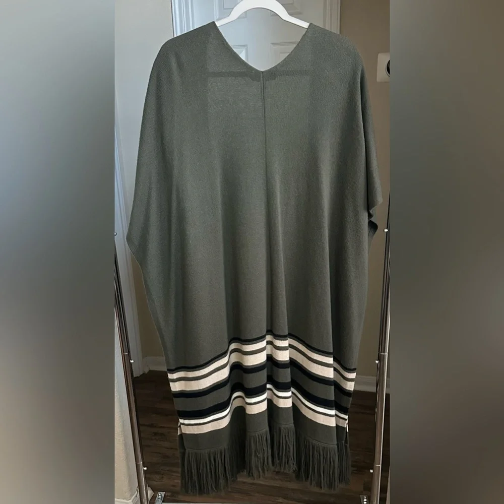 BCBGMaxAzria Wool Blend Fringe Poncho